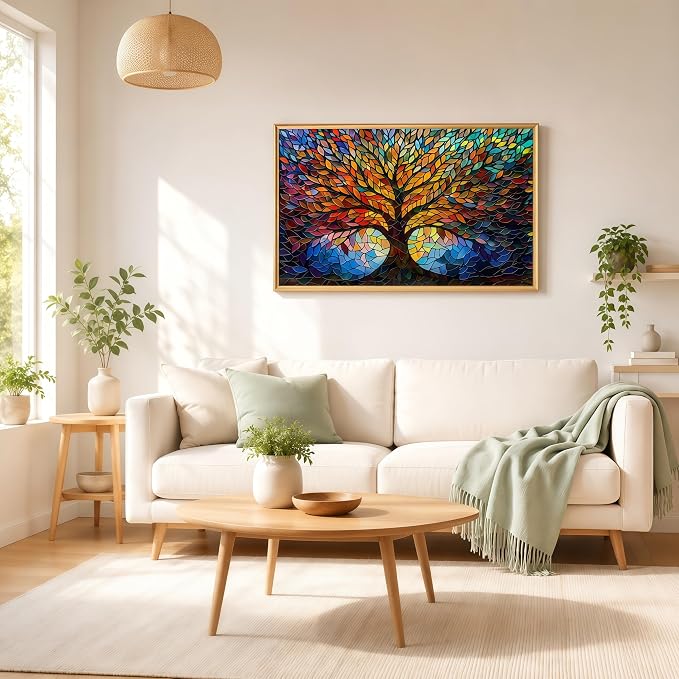 1000 Pieces Stained Glass Jigsaw Puzzle, Beautiful Tree of Life Art Puzzles - Image 2
