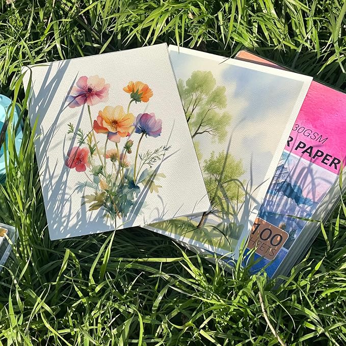 Threvortax 200 PCS Watercolor Paper 8.5x11 Inch 105LB/230GSM Cold Press Water - Image 4