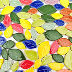 500g/1.1lb Leaf-Shaped Ceramic Mosaic Tiles, Ceramic Mosaic Pieces - Image 2