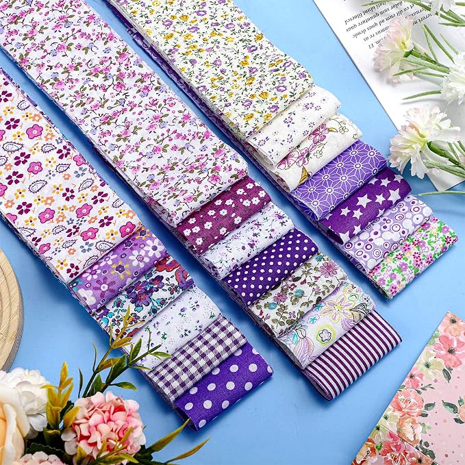 Hosuly 40 Pcs Purple Floral Jelly Fabric - Image 5