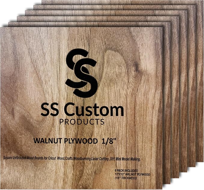 Walnut Plywood Sheets for Crafts 1/8 inch, 3mm Plywood Sheet for Laser Cutting by SSCustomPRODUCTS