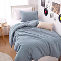Wake In Cloud - Striped Cotton Duvet Cover Set, 100% Washed Cotton Textured by WakeInCloud