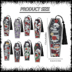 8 Pcs Gothic Skeleton Diamond Art Bookmarks Kit, Skull Halloween Diamond - Image 3