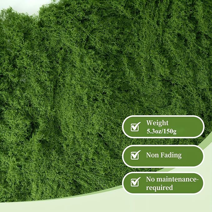 Fake Green Moss for Potted Plants, Artificial Moss for Crafts Indoor, DIY Table - Image 2