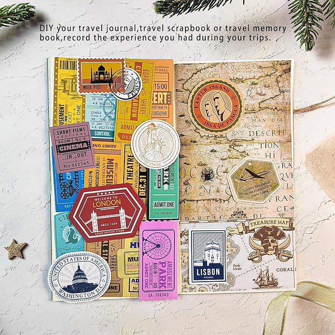 Prstincol 300 Pcs Vintage Travel Stickers Ticket Stickers - Image 4