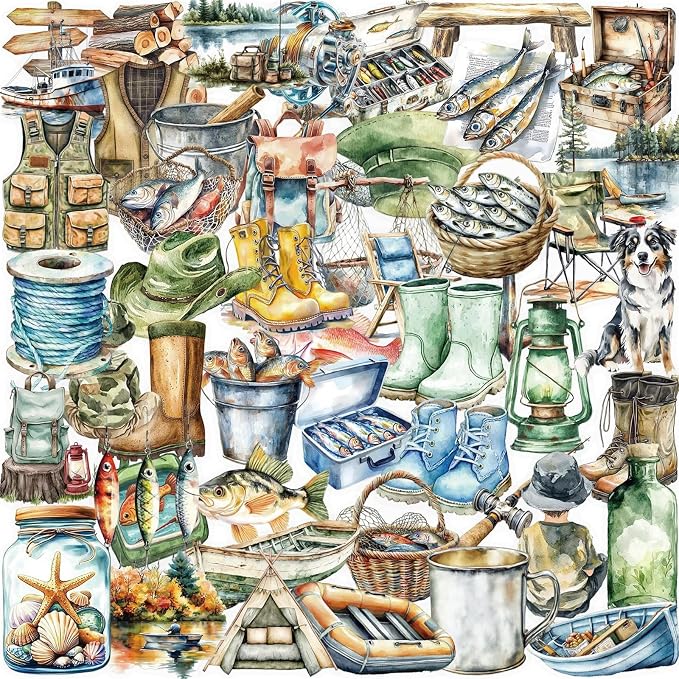 50 Cartoon Outdoor Fishing Stickers, Suitable by Unknown