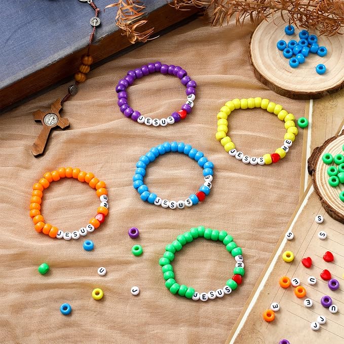 Ferreve 35 Sets Christian Bracelet Crafts Jesus Loves Me Bead Wristband Craft - Image 3