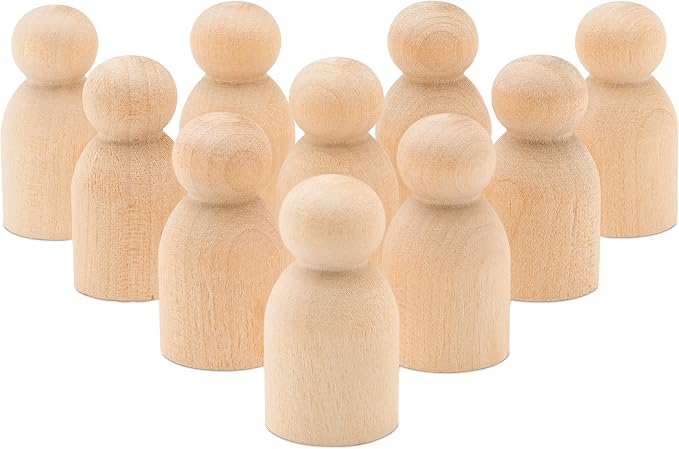 Wood Peg Dolls, 1-1/8 Inch Baby Shape Peg People, Strong Birch Wood People by Woodpeckers