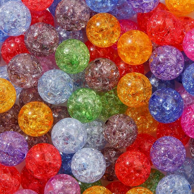 16mm Acrylic Beads Color Crackle Bead Round Loose Space Beads - Image 5