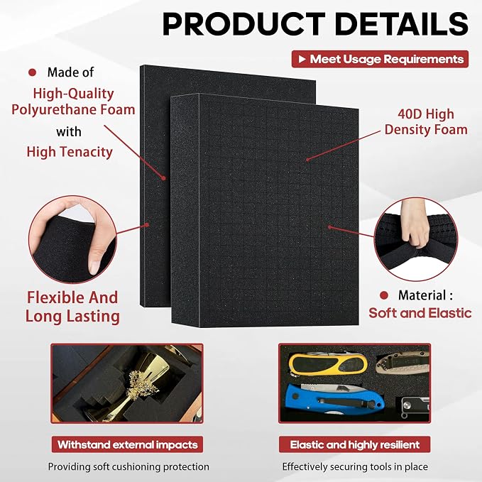 YIYITOOLS 4PCS Pick Apart Foam Insert, Dual-Thickness Case Foam Insert Kit - Image 2