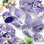2.5 Inch Purple Floral Wired Edge Ribbon, Decorative Fabric Craft Ribbon - Image 6