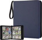 GERMUN 3 Ring 9 Pocket Zipper Card Binder, 720 Double Sided Standard PU Trading by GERMUN