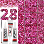 36000Pcs Dark Pink Rhinestones for Bedazzling, Flat Back Resin Rhine Stone by Worthofbest