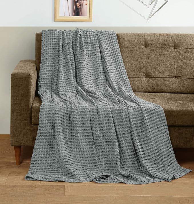 Utopia Bedding 100% Cotton Waffle Weave Blanket Queen Size - Image 4