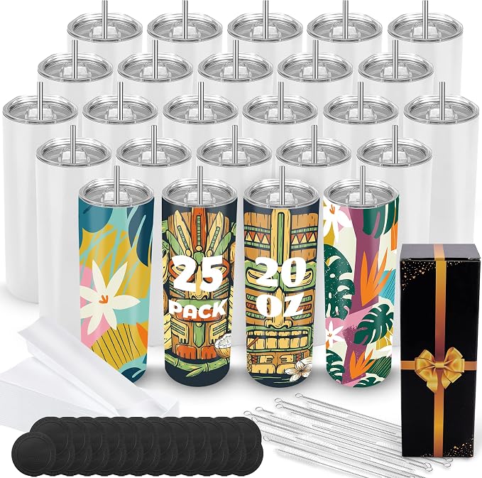 Joyclub 25 Pack 20 oz Sublimation Tumblers Bulk Sublimation Blanks by Joyclub