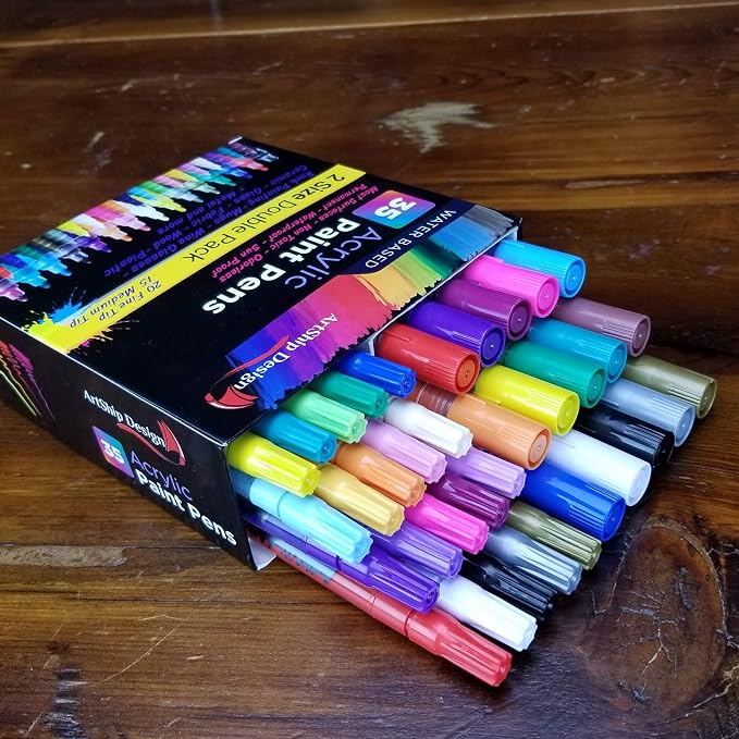 ArtShip Design 35 Premium Acrylic Paint Pens, Double Pack of Both Extra Fine - Image 5