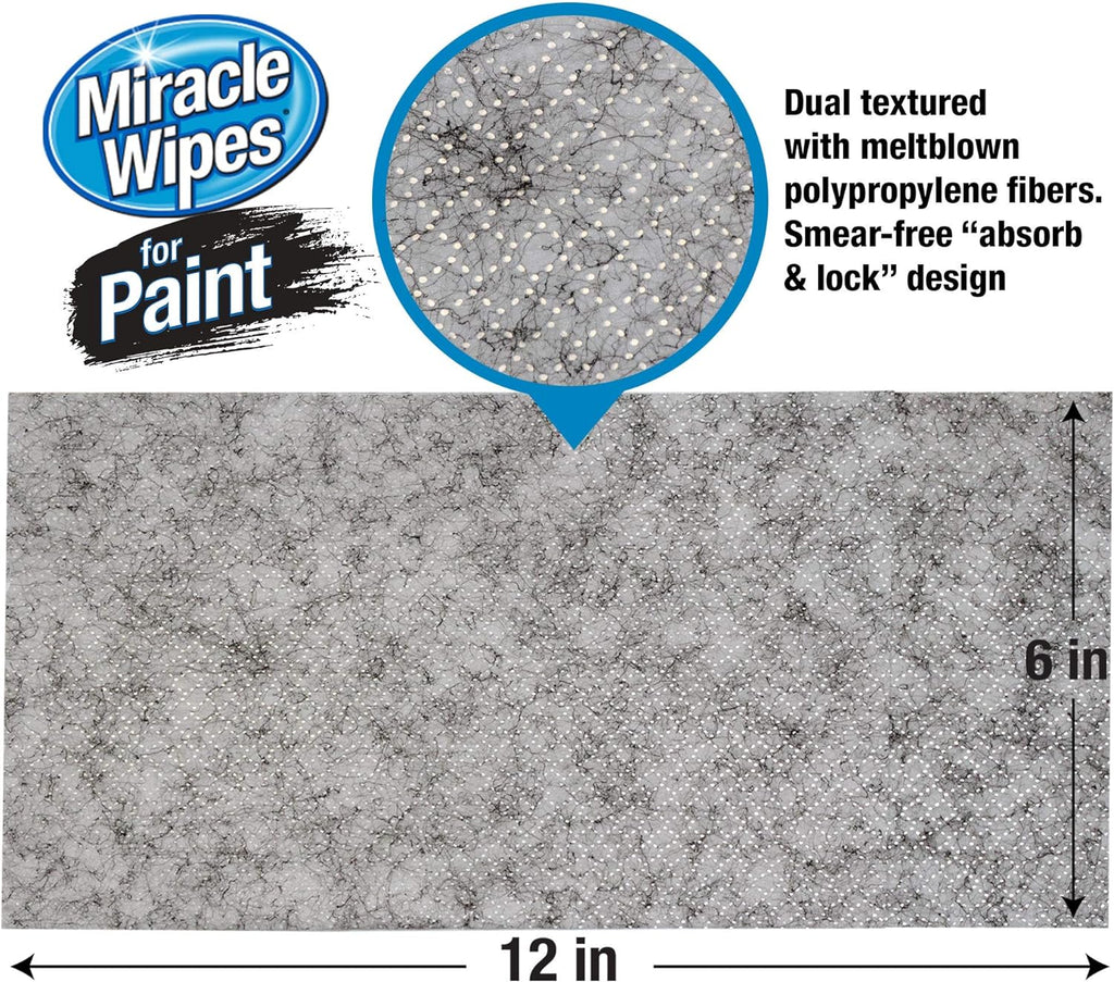 MiracleWipes for Paint Prep & Cleanup, Remove Tough Grime Build-Up, Wet Paint, Caulking, Epoxy, Colorant, and more from Hands, Surfaces, & Tools - 60 Count