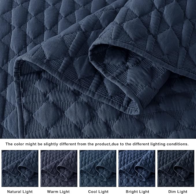 WDCOZY Navy Blue Quilt Queen Size Bedding Sets - Image 3