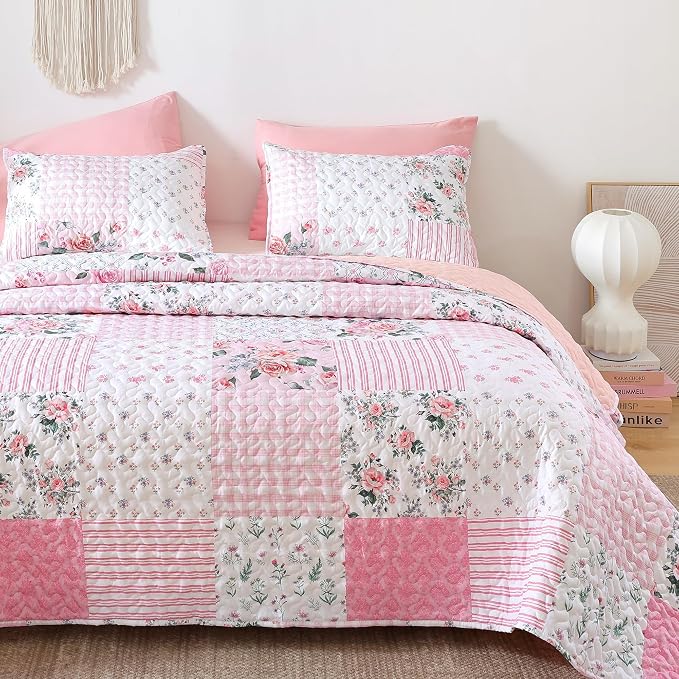 YIKUSH Quilt Sets Twin Size Floral Quilt Set 2 Pieces Bedding Set Bedspreads by YIKUSH