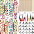TaoBary 92 Pcs 4.8 x 1.3 Inch Flower Wood Bookmark Making Kit Includes 36 by TaoBary