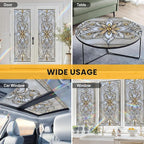 Stained Glass Window Privacy Film: Non-Adhesive Sun and Landscape Mosaic Design - Image 8