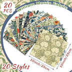 HunnmingRe 20 Pcs 10''x10'' William Morris Flower Quilting Fabric Square - Image 2