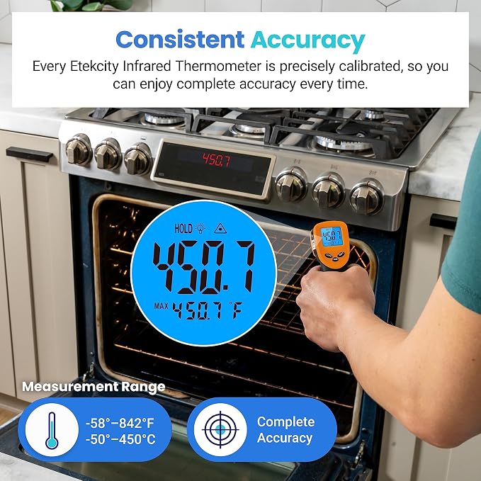 Etekcity Infrared Thermometer Laser Temperature Gun 774, Pizza Oven, Adjustable - Image 9