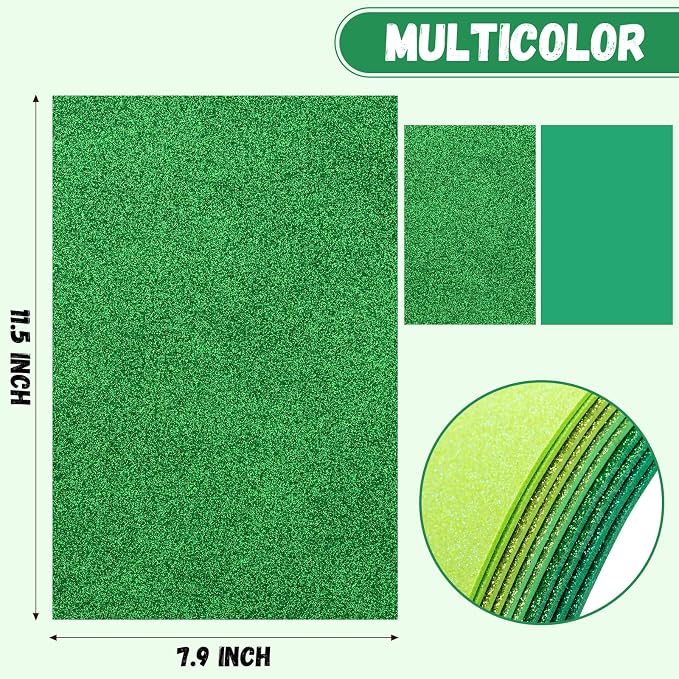 10 Pack Glitter Foam Sheets Craft 8 x 12 inch | 5 Colors Sparkles Foam Paper - Image 2