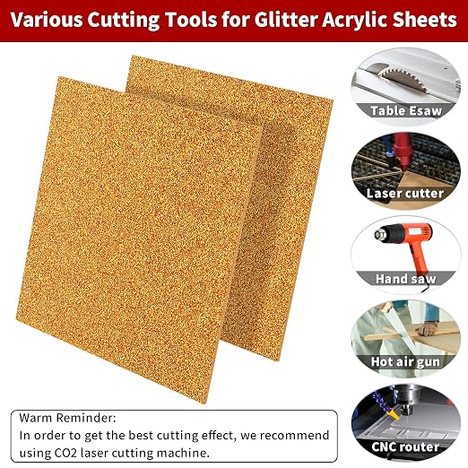 2 PCS 8 x 8 inch Glitter Colored Plexiglass Acrylic Sheets - Image 3