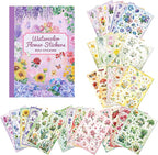 800+ PCS Floral Sticker Book for Journaling Supplies, Leaf Flower Watercolor by emmoolife