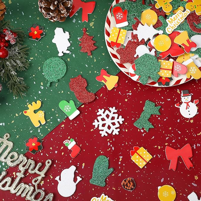 SEPGLITTER 600Pcs Christmas Foam Sticker Xmas Glitter Self Adhesive Sticker | - Image 3