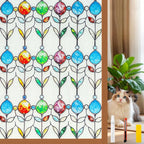 Countewol Frosted Privacy Window Film Stained Glass Style Adhesive-Free by Countewolwindowfilm