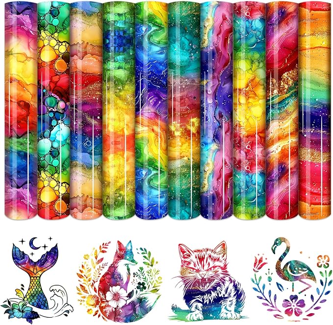 HTVSTD Watercolour HTV Heat Transfer Vinyl 10 Sheets 12×10in Iron on Vinyl | by CraftingEveryday