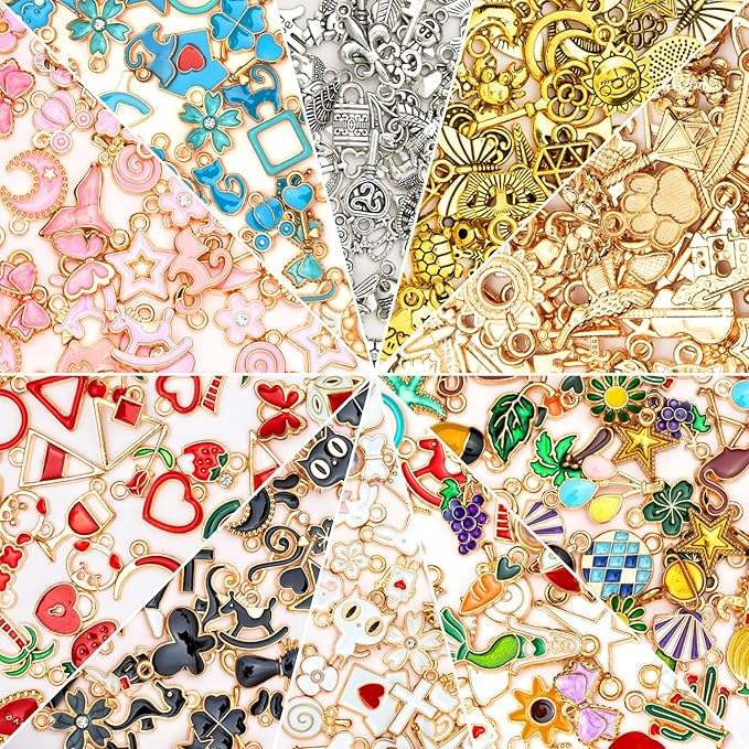 500 PCS Charms for Jewelry Making, Keychains & Craft Projects, Bulk Jewelry by CRWEETY