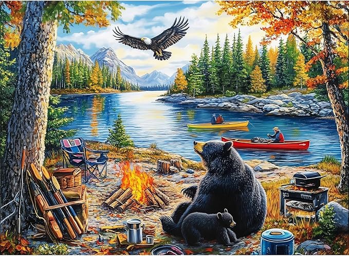 500 Piece Puzzles for Adults, Mother Bear Eagle Large Piece Jigsaw Puzzle for by MJYPHDM