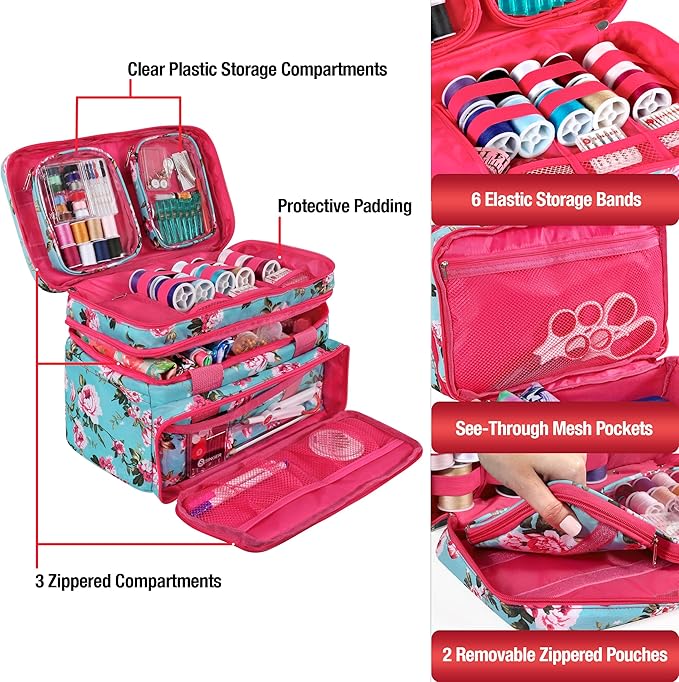 SINGER Sewing Accessories Organizer – Double Layer Portable Sewing Storage Bag - Image 4