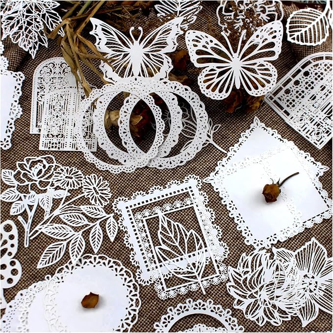 Diuhofart 60Pcs Large Scrapbook Embellishments Frame Lace Paper Cutout by Diuhofart