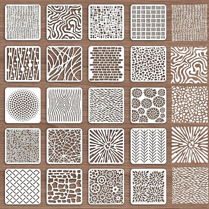 INFUNLY 20pcs Textures Stencils by INFUNLY