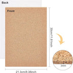 BENECREAT 6 Pack 11.5x8.2" Self-Adhesive A4 Cork Sheets Rectangle Coaster Cork - Image 2