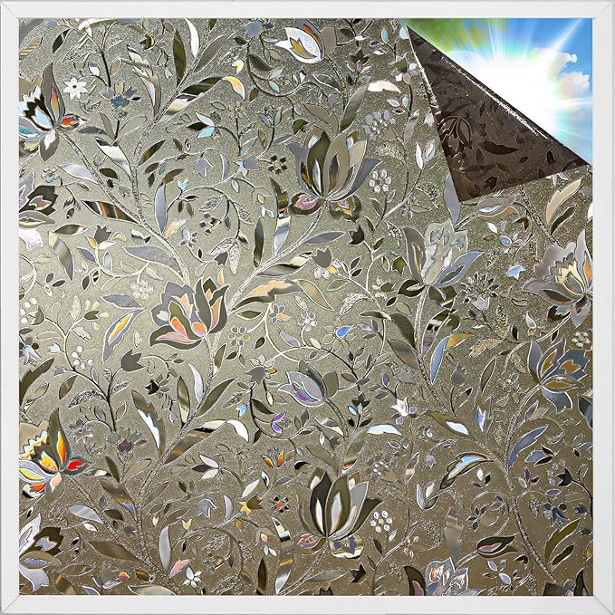 rabbitgoo Window Privacy Film, Stained Glass Cling, Sun Blocking Heat Control by rabbitgoo