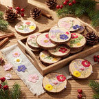 20 Set DIY Wooden Crafts with Dried Pressed Flowers Leaves Unfinished Wood - Image 4