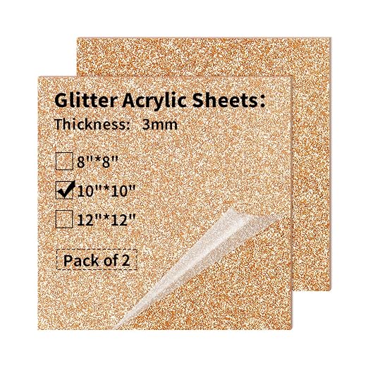 2 PCS 10 x 10 inch Glitter Colored Plexiglass Acrylic Sheets by gdhwcxl