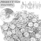 SANNIX 156Pcs/6 Sets Letter Charms, Alphabet ABC Letter Charms 3 Styles Capital - Image 2