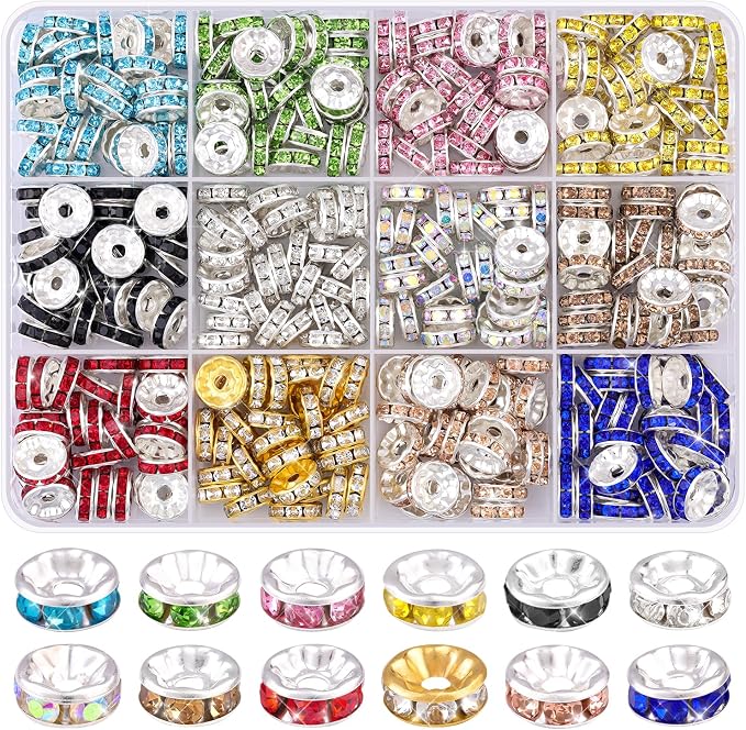360 pcs 10mm Spacer Beads for Jewelry Making | Rondelle Bead Spacers Bulk by TINKRSTUFF