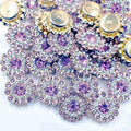 14mm 150pcs Crystals Violet Glass Gems Sew on Rhinestones, Metal Base Claw by Unknown