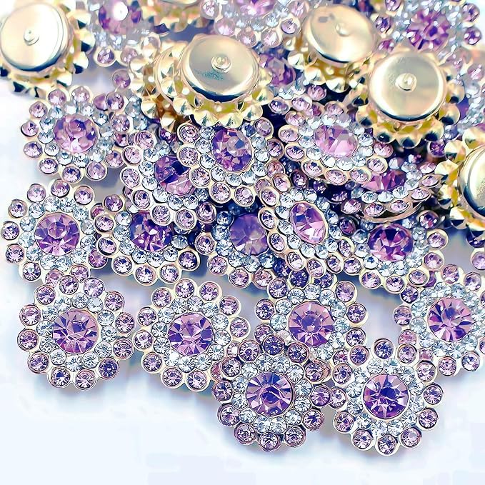 14mm 150pcs Crystals Violet Glass Gems Sew on Rhinestones, Metal Base Claw by Unknown