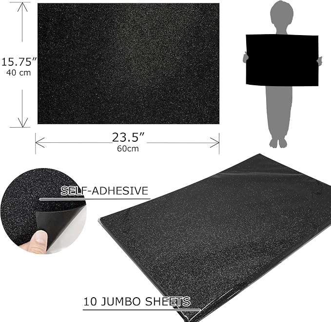 allgala Jumbo Self-Adhesive Glitter EVA Foam Sheets 10 Pack 16x24 inch Paper - Image 2