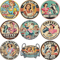 8Pcs Retro Housewife Diamond Art Coasters Kit, Vintage Coffee Diamond Painting by Fotasmua
