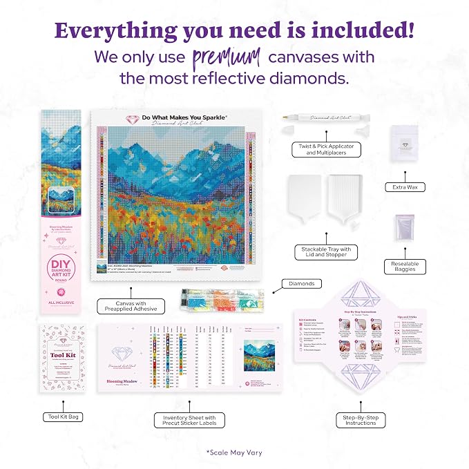 DIAMOND ART CLUB Blooming Meadow Diamond Painting Kit, Fun DIY Crafts - Image 3
