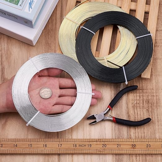 Fashewelry 98Ft 3 Colors Aluminum Flat Wire 5mm Wide Bendable Metal Craft Wire - Image 7